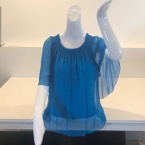 Elie Tahari Blue Sheer Top